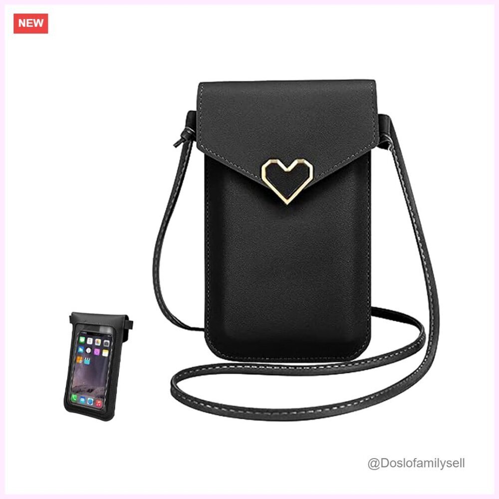Leather Crossbody Phone Purse with Clear Touch Screen Window